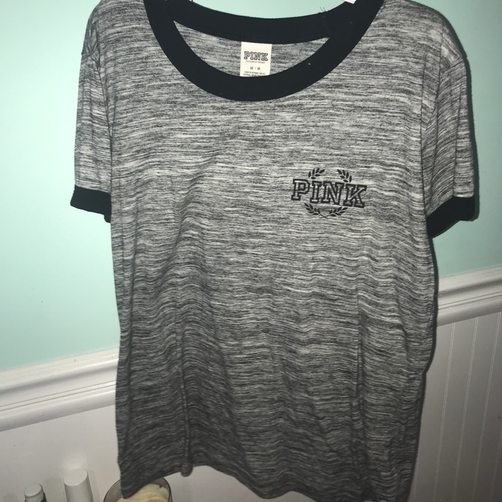 Heathered grey Ringer tee from pink size medium